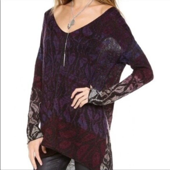 FREE PEOPLE Sweaters - FREE PEOPLE OMBRE FLORAL HI-LO SWEATER